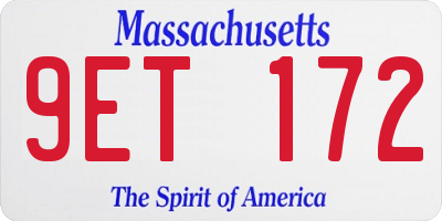 MA license plate 9ET172