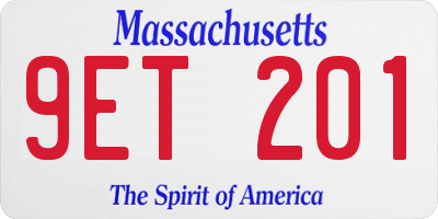 MA license plate 9ET201
