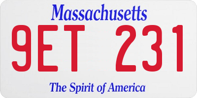 MA license plate 9ET231