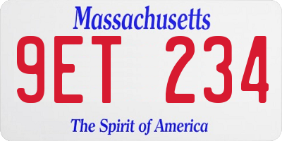 MA license plate 9ET234