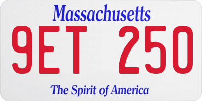 MA license plate 9ET250