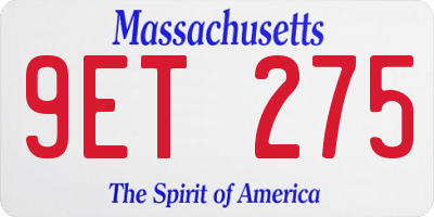 MA license plate 9ET275