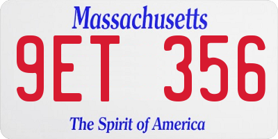 MA license plate 9ET356