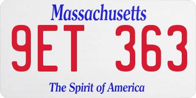 MA license plate 9ET363