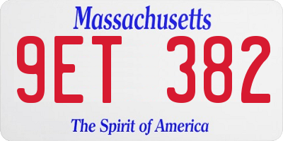 MA license plate 9ET382
