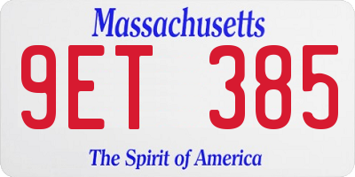 MA license plate 9ET385