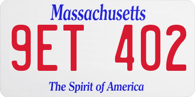 MA license plate 9ET402