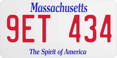 MA license plate 9ET434