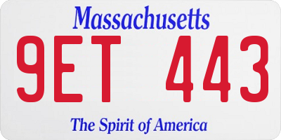 MA license plate 9ET443