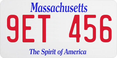 MA license plate 9ET456