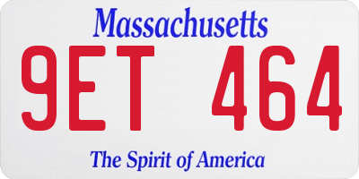 MA license plate 9ET464