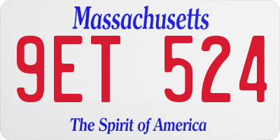 MA license plate 9ET524