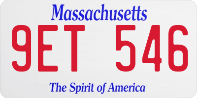MA license plate 9ET546