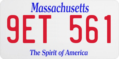 MA license plate 9ET561
