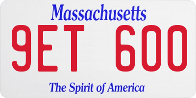 MA license plate 9ET600