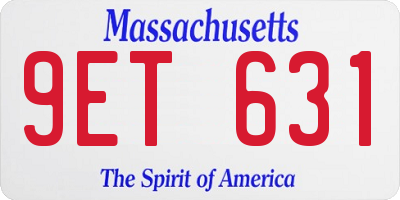 MA license plate 9ET631
