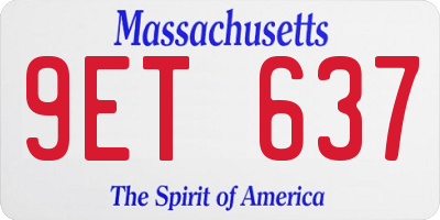 MA license plate 9ET637