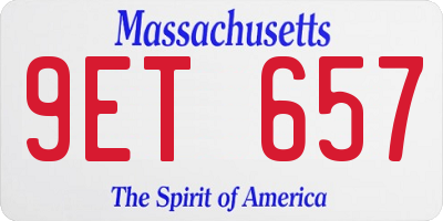MA license plate 9ET657