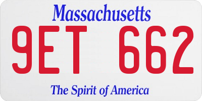 MA license plate 9ET662