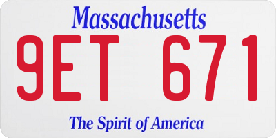 MA license plate 9ET671