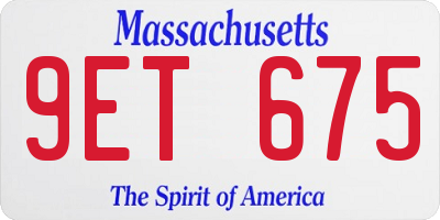 MA license plate 9ET675