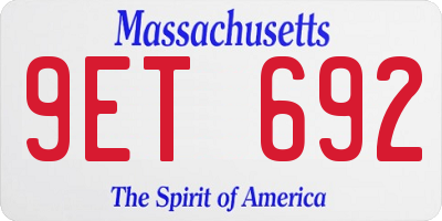 MA license plate 9ET692