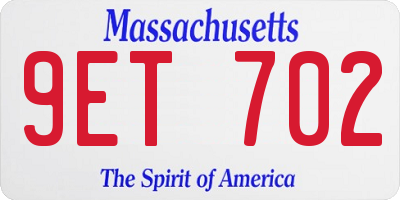 MA license plate 9ET702