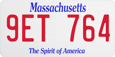 MA license plate 9ET764