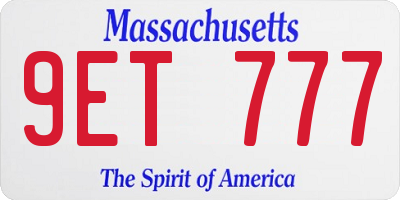 MA license plate 9ET777