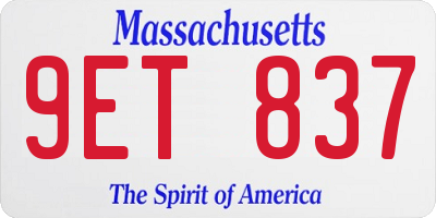 MA license plate 9ET837