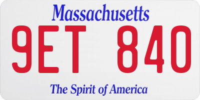 MA license plate 9ET840
