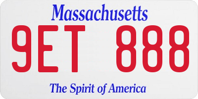 MA license plate 9ET888
