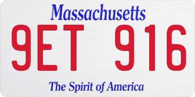 MA license plate 9ET916