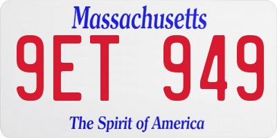 MA license plate 9ET949
