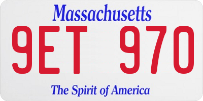 MA license plate 9ET970
