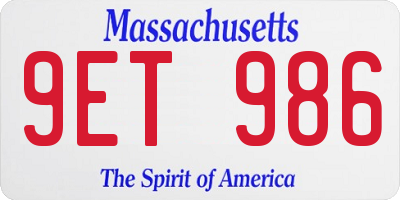 MA license plate 9ET986