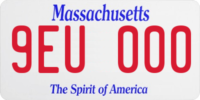MA license plate 9EU000