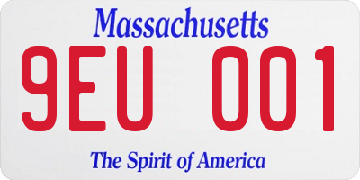 MA license plate 9EU001