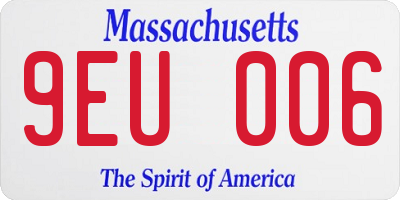 MA license plate 9EU006