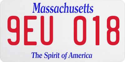 MA license plate 9EU018