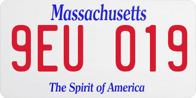 MA license plate 9EU019