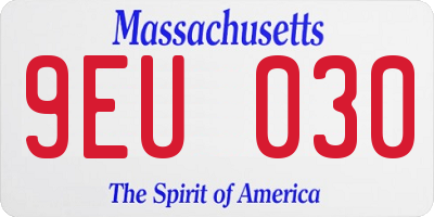 MA license plate 9EU030