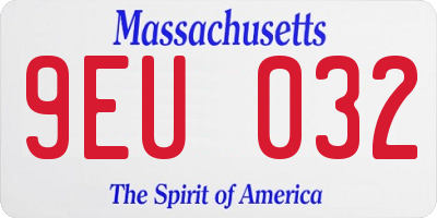 MA license plate 9EU032