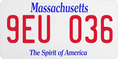MA license plate 9EU036