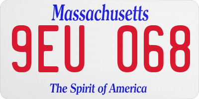 MA license plate 9EU068