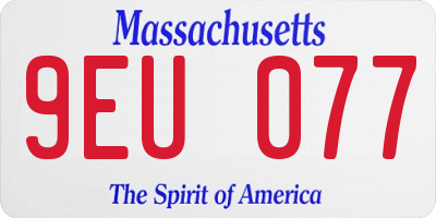 MA license plate 9EU077