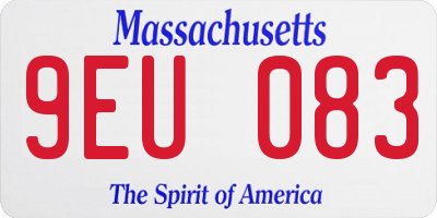 MA license plate 9EU083