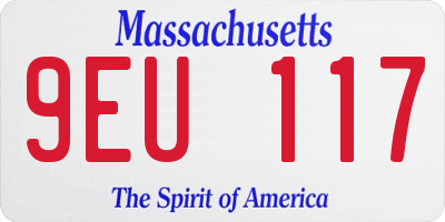 MA license plate 9EU117