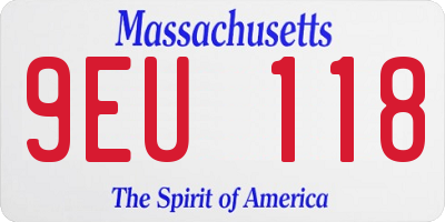 MA license plate 9EU118