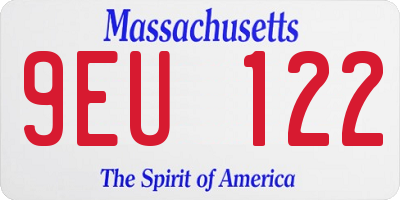 MA license plate 9EU122